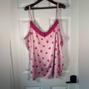 Torrid Sleep Satin Kissy Lips Cami Tank Top Hot Pink Women’s Size 3X